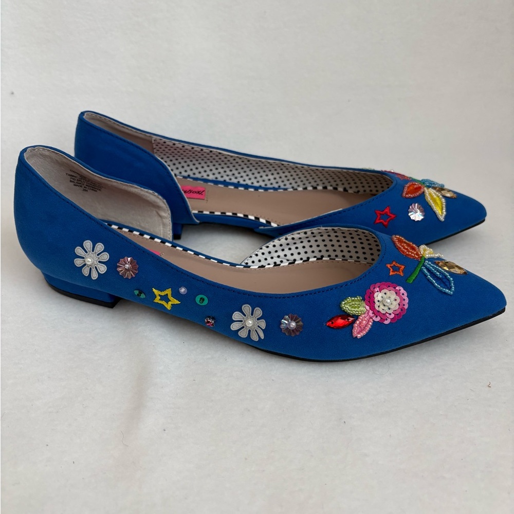 Betsey Johnson Embroidered Floral D’Orsay Flats - Picture 2 of 5